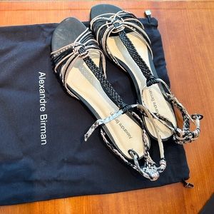 Alexandre Birman, Sandalia Rasteira Natural/Black/Gavea, Size USA 9, Brand New